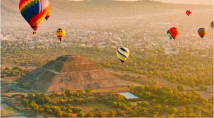 Hot Air Balloon Over Teotihuacan